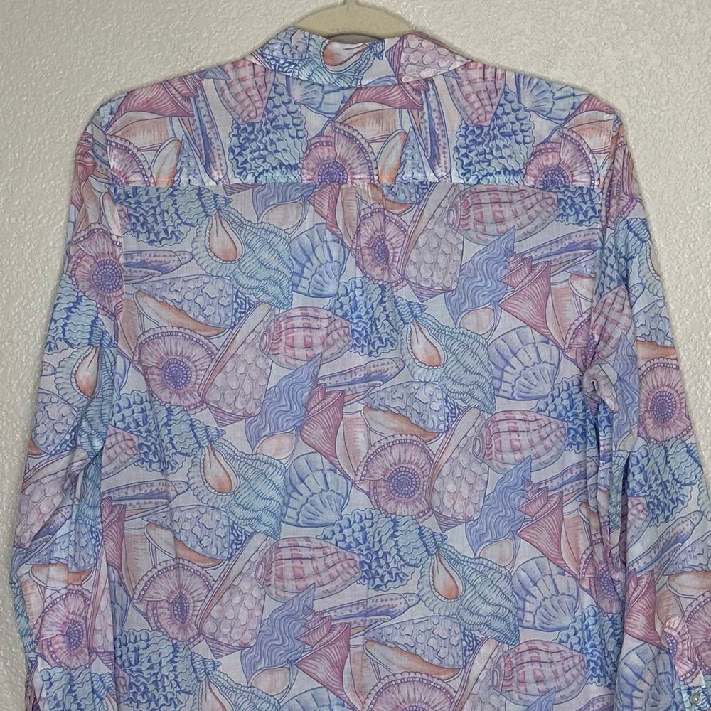 Talbots Seashells Print Long Sleeves Button Down Shirt, Sz Large Petite - Picture 8 of 12